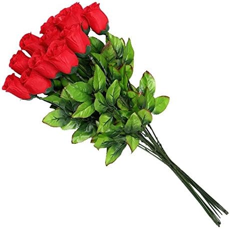 s/o Pack of 24 Rose Red 45 cm Artificial Red Rose Silk Flowers (0552)