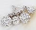 Hosaire 1 Pair 8mm Earrings Fashion Elegant Women Girls Jewelry Diamond Ball Earrings Stud Clip For Holiday New Years Gifts(Silver)