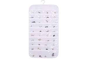 TADPOLEZ Doble Cara Organizador Colgante,Organizador De Joyas Plegable Bolsa De Almacenamiento De Accesorios De Moda De Doble Cara,80 Bolsillos Transparentes, De Doble Cara Para Aretes, Collar, Pulsera, Anillo
