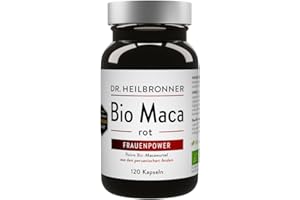 ‎DR. HEILBRONNER Dr. Heilbronner Bio Maca-rot-Kapseln Frauenpower Superfood 120 Kapseln vegan in der Glasflasche I peruanische Maca-Wurzel-Pulver