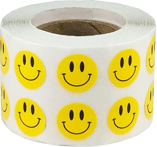 Amarillo Smiley Cara Circulo Punto Pegatinas  13 mm 1 2 Pulgada Redondo  1000 Etiquetas en un Rollo