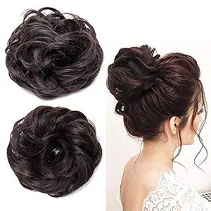 Iyaan Set Of 2 Synthetic Juda Band Messy Hair Extension For Women And Girls Dark Brown 20 Grams Pack Of 1