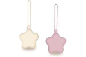 WeSweet Lot de 2 boîtes à tétine, portable pour les déplacements, en silicone, sans BPA, crème étoilée