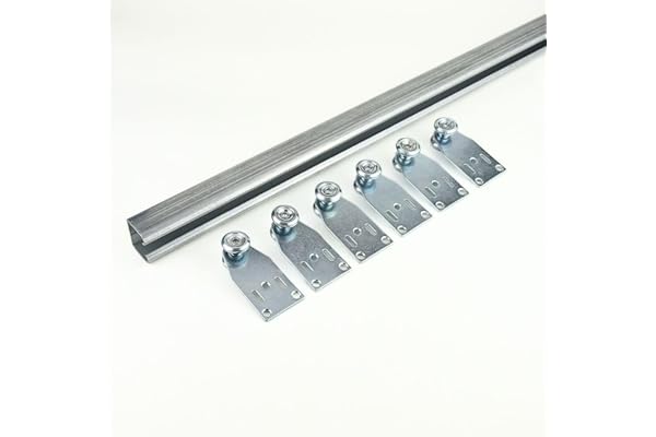 TENDAGGIMANIA Kit complet de porte coulissante en fer galvanisé, avec 4 roulettes (chaque rouleau supporte 35 kg) – Idéal pour portes coulissantes et portails – Longueur 150 cm
