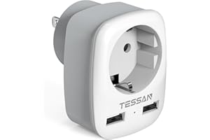 TESSAN Adattatore Presa Americana, Spina USA con 2 USB, Presa Americana Adattatore Italiana per Canada, Messico, Thailandia, Tipo B