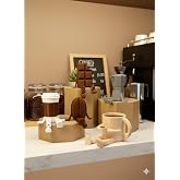 Kahve K&ouml;şesi 5'li Fig&uuml;r Seti | Kahve &Ccedil;ekirdeği | Moka Pot | Kupa | Bardak | &Ccedil;ikolata Dekoratif Obje