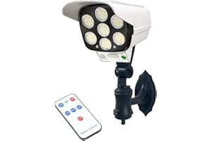 MAGIC SELECT Solar Light with Motion Sensor 77LED. Surveillance Focus in The Form of a Security Camera. Wall Bracket, Remote Control. Anti-Theft Lamp with Solar Panel for Interiors and Exteriors.