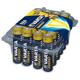 VARTA Piles AAA, lot de 24, Energy, Alcalines, 1,5V, emballage recyclé à 80%, pour des besoins de base simples, Made in Germany