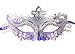 Produktbild Coxeer Damen Maskerade Maske Schmetterling Form Laser Schneiden Metall Karneval Maske (Silver And Purple)
