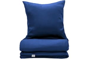 COZY HEAVEN | Luxus Lyocell Bettwäsche (Tencel™) | Gewonnen aus Eukalyptus u.a. | Kuschelig warm im Winter | Hypoallergen | Atmungsaktiv gegen Schweiß | Nachhaltig (200x200 + 2X (80x80), Deep Blue)