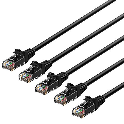 Rankie 5-Stücke 4,5m CAT6 Ethernet Kabel Gigabit Lan Netzwerkkabel (RJ45) Cat.6 Patchkabel 1000Mbit/s (Schwarz)
