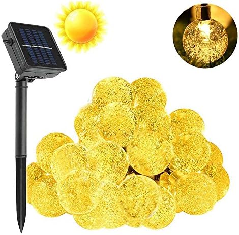 Agooding 20FT/6M Solar Christmas Decorative String Lights, 30 Leds Crystal Bubble Globe Lighting for Outdoor, Garden, Christmas Tree, Wedding, Party and Holiday Decorations(Warm White)