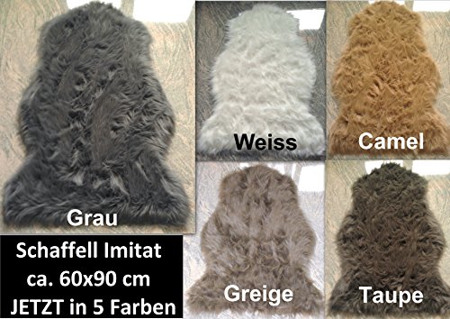 Schaffell Lammfell Fell Teppich Imitat Kunstfell Auflage Bettvorleger Schaf Lamm ca. 60x90 cm (Grau)