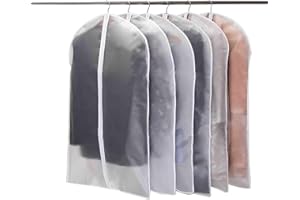 Niviy Copriabiti Antipolvere Trasparenti,Coprisedili per Vestiti Antipolvere Impermeabili e Anti umidità con Cerniera per Camicia Costumi Cappotti Giacca Porta Abito 6 pezzi 60 x 100 cm Bianco