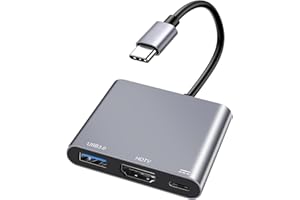 YEECKA Adattatore USB C HDMI 4K, HDMI USB C 3-in-1, Con USB 3.0 5Gbps Porte PD 100W, Adattatore Tipo C a HDTV, Multiport AV Convertitore per Samsung,HP,MacBook Pro/Air, iMac, iPad,Proiettore,Monitor