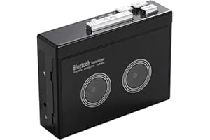 Haptufer Lecteur de cassette stéréo rétro noir ruban de cassette musique audio inversé automatique avec Bluetooth