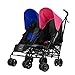 Obaby Apollo Twin Stroller with Blue and Pink Footmuffs (Blue/Pink/Black/Grey)