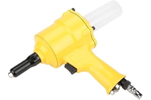 Hyuduo KP-705P Air Rivet Gun Pneumatic Riveter Pistol Type Grip Heavy Duty Rivet Gun Air Powered Riveting Tool 2.4-4.8mm Yellow