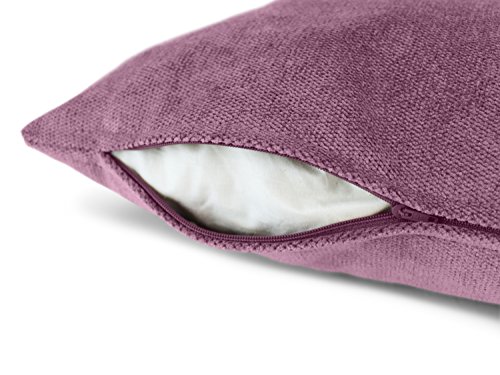 Hochwertige Kissenhülle mit samtig-weichem Chenille-Touch und dezentem Design – erhältlich in 14 modernen Farben und 3 verschiedenen Größen, 60×60 cm, altrosa - 4