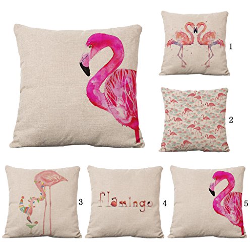 Baumwoll Leinen Wurf Kissenbezug Sofa Haus Dekor Flamingo Form – 01, 44 * 44 - 6