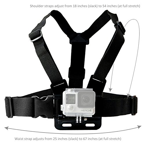 Brustgurt Halterung fur GoPro von CamKix / Einstellbarer Brustgurt, Kompatibel mit GoPro Hero5, Hero4, Hero3 +, Hero3, Hero2, und Hero Kamera – Ebenfalls im Lieferumfang enthalten 1x J-Haken, 1x Stativschraube, 1x CamKix Kordelzugtasche (Schwartz) … - 2