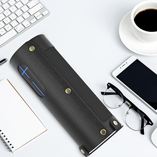 MoKo UE MEGABOOM Lautsprecher Hülle Abdeckung, Premium Kunstleder Schutzhülle Tasche Case mit Handschlaufe / Karabiner für UE MEGABOOM Bluetooth Wireless Speaker, Schwarz - 7