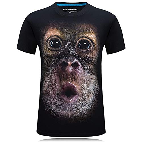 FEN&G de Nouveaux vêtements pour Hommes o-Neck t - Shirt Manches Courtes, Tee - Shirt imprimé Animal Homme Singe numérique 3D de Grande Taille,5XL