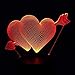 Produktbild BDQZ Schöne RGB Liebe Herzform 3D Amor Pfeil Nachtlicht Schlafzimmer Lampe für Paare Liebhaber   Hochzeitstag Geschenk