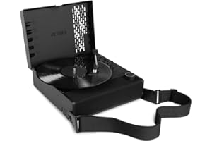 Victrola Revolution Go Portable Record Player – Dual Bluetooth Record Player with Rechargeable Battery, Vinyl Stream Technology and Audio Technica Cartridge, VSC-750SB, Black