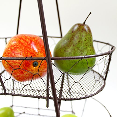Etagere aus Metall mit 3 Körben für Obst & Gemüse – Shabby Landhaus Vintage - 4