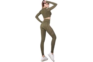 Jamron Donna Set di Abbigliamento Yoga Top Corto+Ghette 2PCS/3PCS Tuta Sportiva Palestra Fitness Activewear