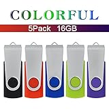 16GB USB Stick, 5 Pack USB2.0 Memory Stick Thumb Drive Flash Drive 5 Mixed Colors (Black Blue Green Red Purple)