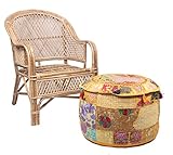 JTH Antik Patchwork Bohemian Blau Pouf bestickt Fußhocker Dekorative osmanischen (Größe: 55,9 x 30,5 x 55,9 cm)
