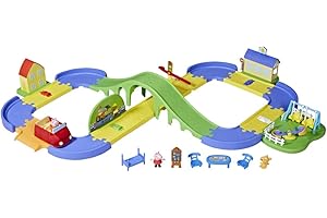 Peppa Pig, La Pista di Peppatown, playset con Binario Regolabile, Contiene Veicolo e 1 Personaggio, Oltre 35 Suoni, per Bambini dai 3 Anni in su