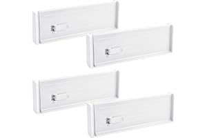 CATIME 4 sztuki Regulowane przegrody do szuflad, Plastikowy organizer Przegroda do szuflad, wysuwana przegroda do szuflad do kuchni sypialni łazienki biura Szafka Szuflada Organizery do przechowywania