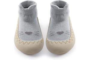 Exemaba Baby Sockenschuhe Rutschfeste Niedlicher Cartoon Weicher Stricken Babybodenschuhe Kleinkind Schuhe 1-Paar