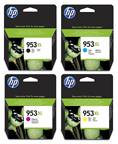 Hewlett Packard HP Original 953XL Tintenpatronen 4er Set schwarz, cyan, magenta, gelb hohe Kapazität (L0S70AE, F6U16AE, F6U17AE, F6U18AE