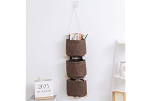 Nicoone Portaoggetti da Appendere,Portatutto con 3 Scomparti,Tasche Portaoggetti Lino Cotone da Appendere per Casa e Ufficio