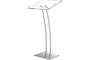 Vakiorn Acryl Podium mit Eisen Stabilen Boden & Stiftschlitz, Kirche Kanzel Rednerpult mit 10mm Verdickt Acryl Leseplattform, Podium Ständer for Kirche, Vortrag, Hochzeit, Klassenzimmer(16"x24"x 45")