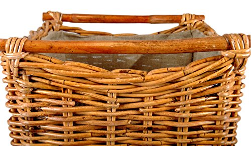 Kaminholzkorb Holzkorb „Rattan“ 53x38cm Höhe 33cm handgeflochten mit Jutefutter - 7