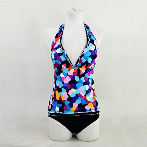 Europe and the United States fight color point hanging neck split swimsuit , spell point color , m