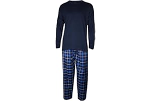 Gaffer Pajamas Set, Men's Cotton Lounge Pants with Check Design and Short Sleeve T-Shirt, Size S, M, L, XL, 2XL