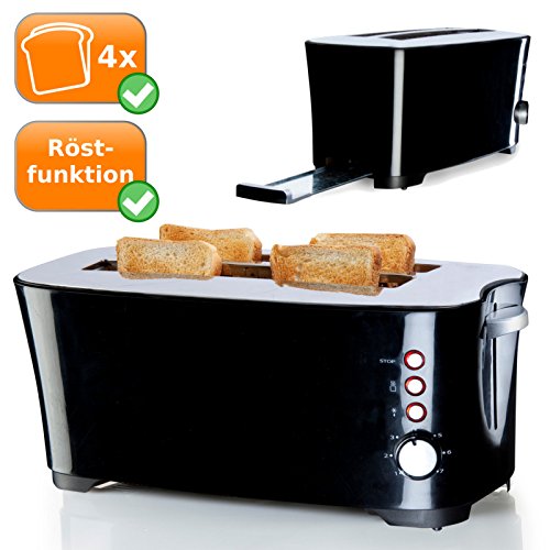 Toaster für 4 Scheiben leckere Toasts und frisch erwärmtes und knuspriges Brot, 7 Bräunungsstufen