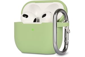 KOKOKA Silikon Hülle Kompatibel mit AirPods 3 Case und Schutzhülle für AirPods 3rd Generation 2021, Stoßfeste Weiche Dünne Case für Airpods 3 Mit Karabiner, Front-LED Sichtbar, Matcha Green