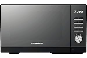 HEINNER HMW-MD25DMRBK Mechanischer Mikrowellenherd, 25 l, 800 W Aufsatz-Mikrowelle mit 5 Leistungsstufen, Timer, Auftaufunktion, schwarzes Finish, 28,5 cm Drehteller, 3 Jahre Garantie (Mirror Black)