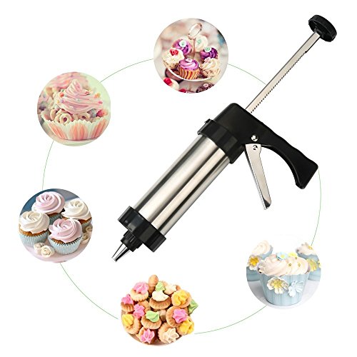 HUAFA 23CM Edelstahl Cookie Press / Icing Dekorieren Pistole Sets für Kuchen Dekorieren (22 Stück) - 5