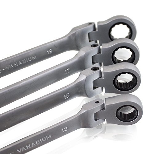 BITUXX® 12 Teiliges Gelenk Ring-Maulschlüssel Ratschenschlüssel Ringschlüssel Gabelschlüssel Ratschen Knarren Gelenkschlüssel Schlüssel Werkzeug Set 72 Zähne / 5 Grad Rückstellwinkel / Größen 6 mm bis 19 mm - 3