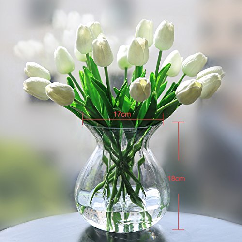 confronta il prezzo Fiori artificiali finti, tulipani in lattice, decorazione fai da te per matrimonio, stanza d'albergo, ecc., White, 20pz miglior prezzo