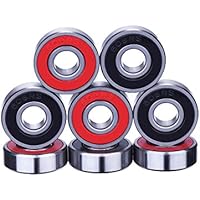 Cuscinetti del Pattino e Longboard Rullo Cuscinetto da Skate 608 2RS, Doppia Schermati, Rosso e Nero, 8 Pezzi