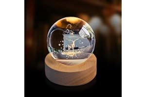 BESOT 3D Kristall Wapiti Ball Figurine Feng Shui Büro Dekorative Sturm Glaskugel Bälle Ornamente Tier Wapiti Statue Handwerk (60mm)…
